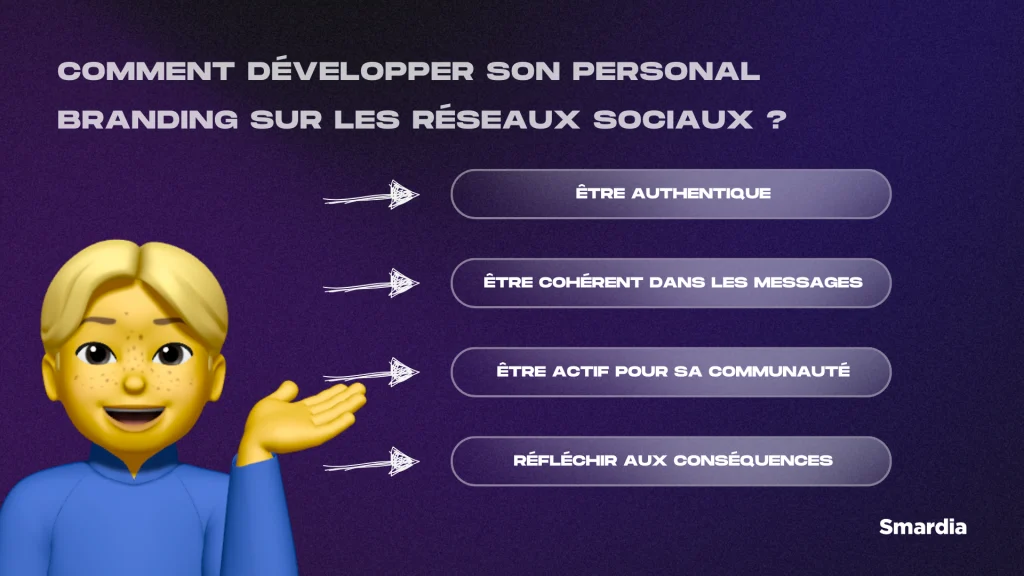 Dernière image pour illustrer cet article du blog avec 4 points importants sur le personal branding sur les réseaux sociaux.