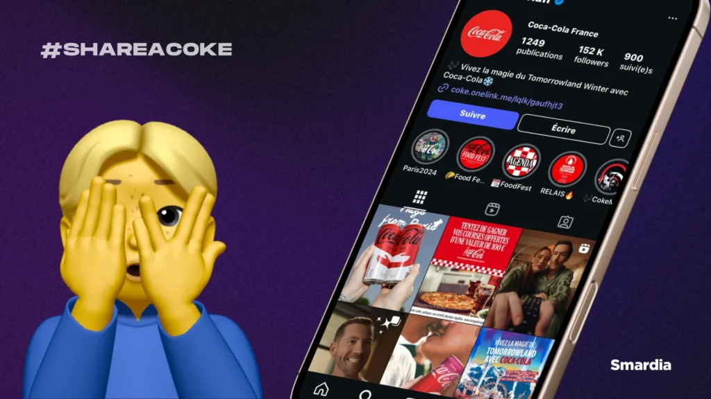 Téléphone avec le compte instagram de Coca-Cola.