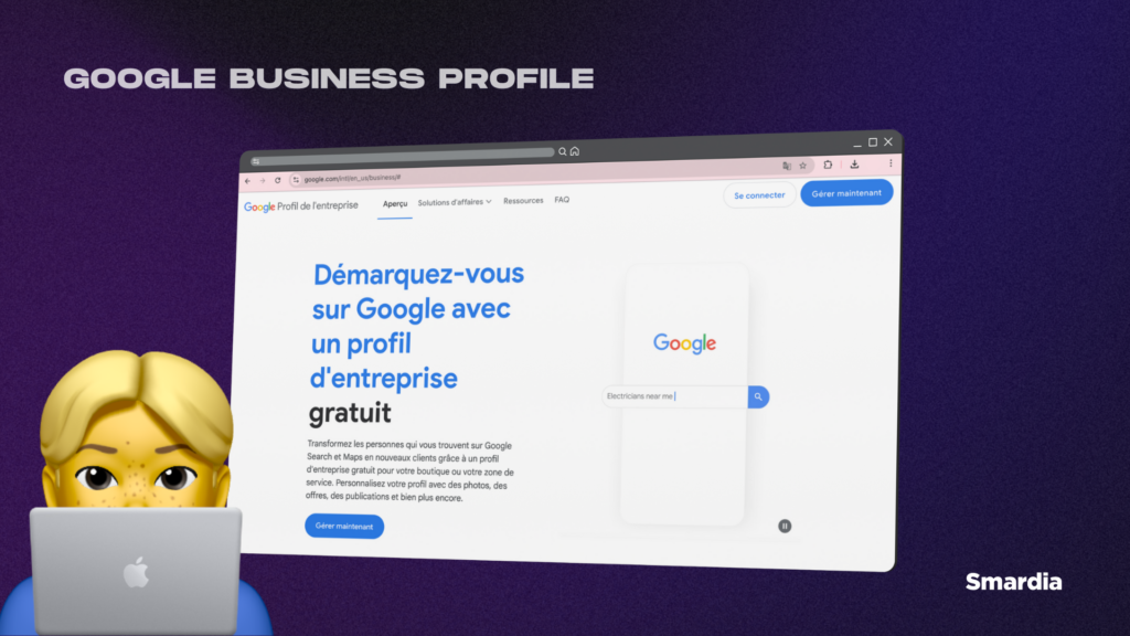 Image explicative du texte ci-dessus pour représenter l'interface de Google Business Profile.