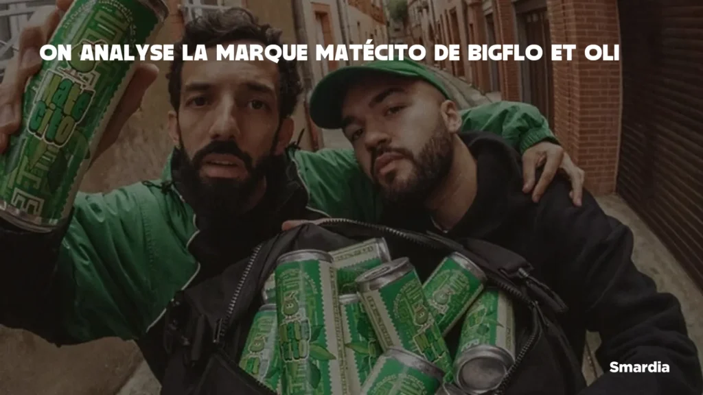 Image de BigFlo et Oli avec leurs canettes Matécito en arrière plan et le titre de l'article en premier plan.