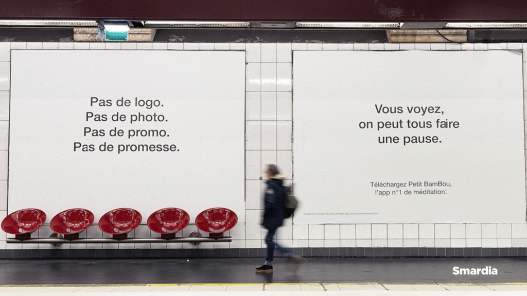 La campagne de l'application Petit Bambou dans le métro parisien.
